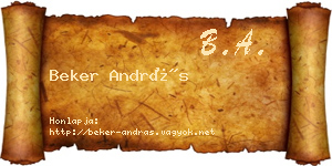 Beker András névjegykártya